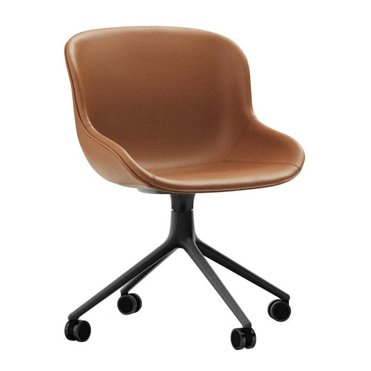 Hyg Swivel chair 4 wheels by Normann Copenhagen #black - brandy Ultra leather #