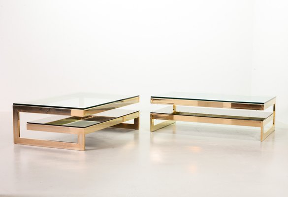 23-Carat Gold-Plated Coffee Table With Glass Top from Belgo Chrom / Dewulf Selection, 1970s-IXC-807478