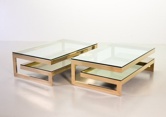 23-Carat Gold-Plated Coffee Table With Glass Top from Belgo Chrom / Dewulf Selection, 1970s-IXC-807478