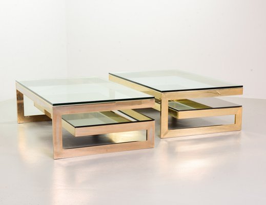 23-Carat Gold-Plated Coffee Table With Glass Top from Belgo Chrom / Dewulf Selection, 1970s-IXC-807478