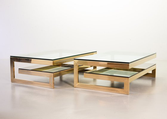 23-Carat Gold-Plated Coffee Table With Glass Top from Belgo Chrom / Dewulf Selection, 1970s-IXC-807478