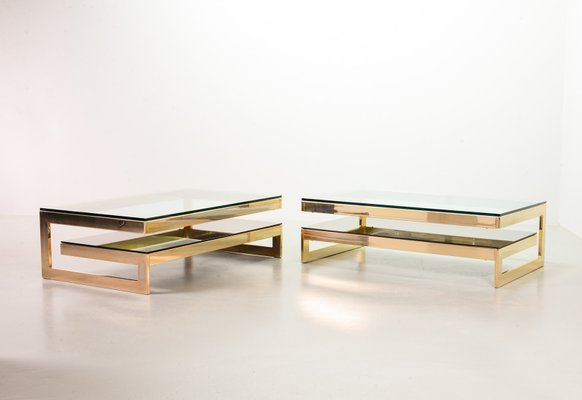 23-Carat Gold-Plated Coffee Table With Glass Top from Belgo Chrom / Dewulf Selection, 1970s-IXC-807478