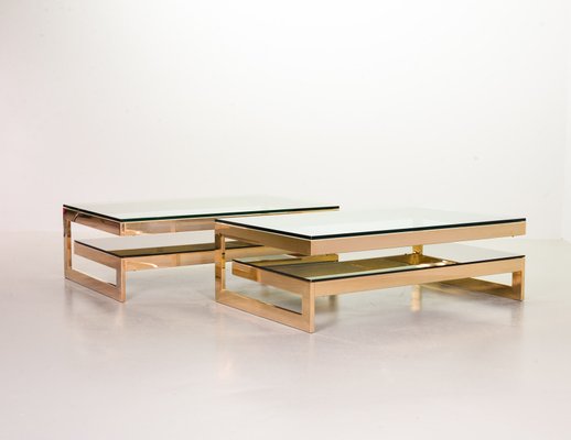 23-Carat Gold-Plated Coffee Table With Glass Top from Belgo Chrom / Dewulf Selection, 1970s-IXC-807478