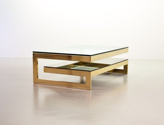 23-Carat Gold-Plated Coffee Table with Glass Tops from Belgo Chrom / Dewulf Selection, 1970s-IXC-830512