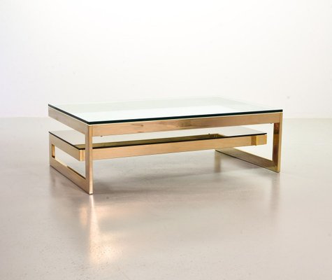 23-Carat Gold-Plated Coffee Table with Glass Tops from Belgo Chrom / Dewulf Selection, 1970s-IXC-830512