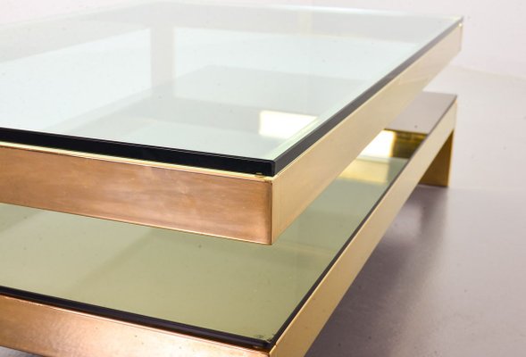 23-Carat Gold-Plated Coffee Table with Glass Tops from Belgo Chrom / Dewulf Selection, 1970s-IXC-830512