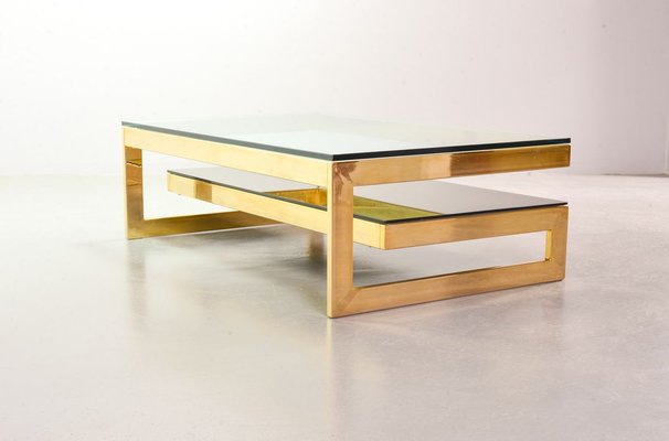 23-Carat Gold-Plated Coffee Table with Glass Tops from Belgo Chrom / Dewulf Selection, 1970s-IXC-830512