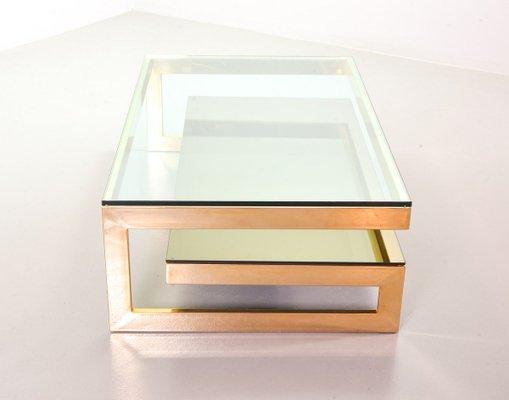 23-Carat Gold-Plated Coffee Table with Glass Tops from Belgo Chrom / Dewulf Selection, 1970s-IXC-830512