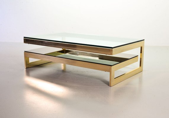 23-Carat Gold-Plated Coffee Table with Glass Tops from Belgo Chrom / Dewulf Selection, 1970s-IXC-830512