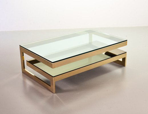 23-Carat Gold-Plated Coffee Table with Glass Tops from Belgo Chrom / Dewulf Selection, 1970s-IXC-830512