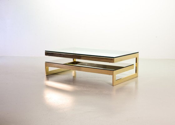 23-Carat Gold-Plated Coffee Table with Glass Tops from Belgo Chrom / Dewulf Selection, 1970s-IXC-830512