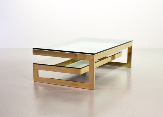 23-Carat Gold-Plated Coffee Table with Glass Tops from Belgo Chrom / Dewulf Selection, 1970s-IXC-830512