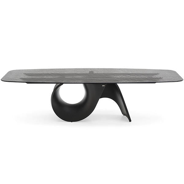 Seashell - Oval Table with glass top and concrete base by Calligaris