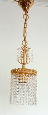 24 Carat Gold-Plated Brass Lead Crystal Chandelier from Sölken Leuchten, 1960s-NGU-2014837