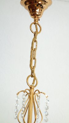 24 Carat Gold-Plated Brass Lead Crystal Chandelier from Sölken Leuchten, 1960s-NGU-2014837