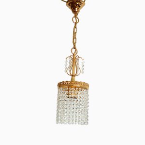 24 Carat Gold-Plated Brass Lead Crystal Chandelier from Sölken Leuchten, 1960s-NGU-2014837