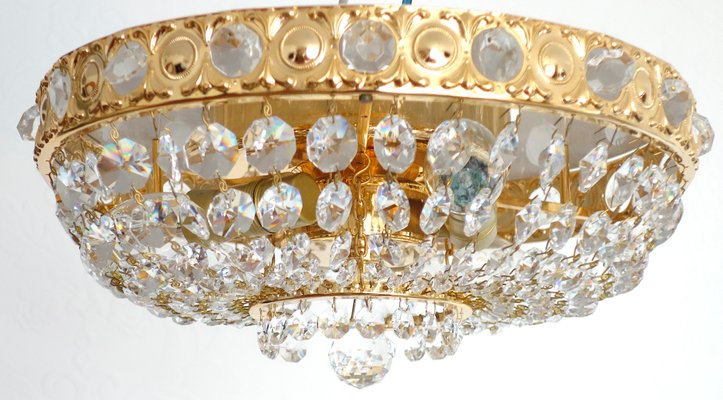 24 Carat Gold-Plated Brass & Lead Crystal Chandelier from Sölken Leuchten-NGU-2014838