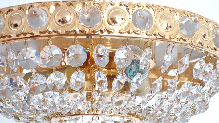 24 Carat Gold-Plated Brass & Lead Crystal Chandelier from Sölken Leuchten-NGU-2014838