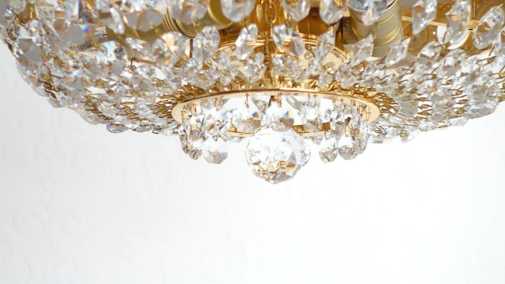 24 Carat Gold-Plated Brass & Lead Crystal Chandelier from Sölken Leuchten-NGU-2014838