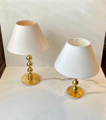 24 Carat Gold Plated Teardrop Table Lamps by Hugo Asmussen, Denmark, 1970s, Set of 2-LCR-1315096