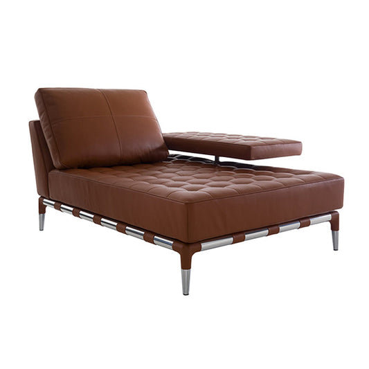 Cassina Privé Chaise Longue with Right armrest (Upholstery Material - PELLE NATURALE Z)