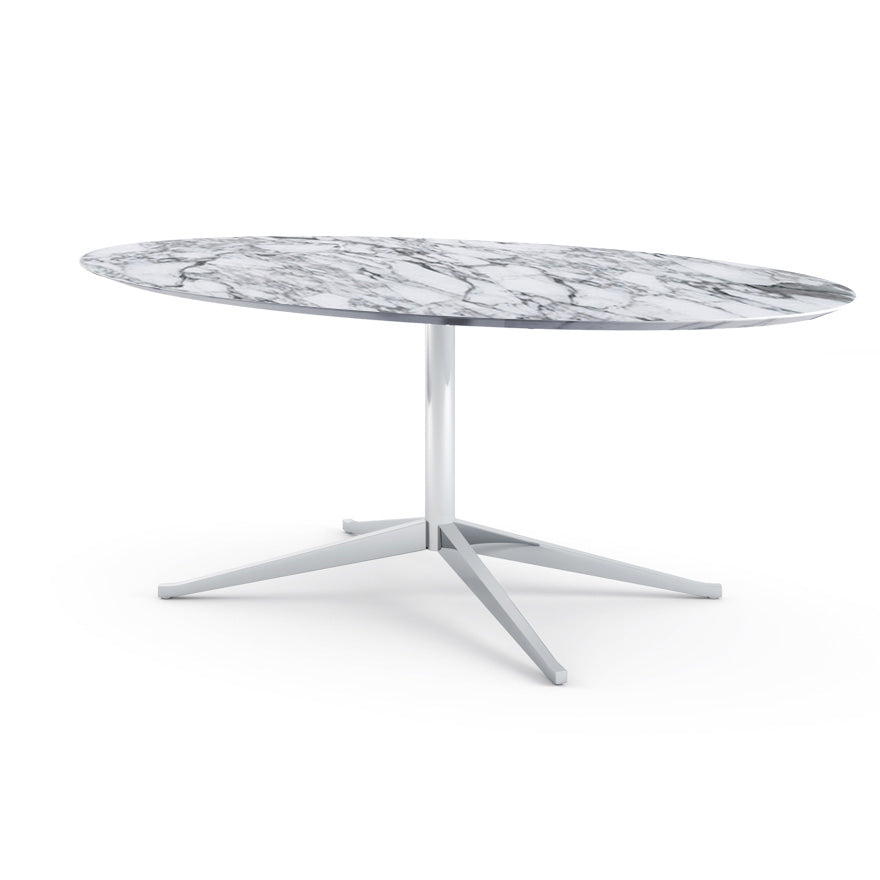 Florence Knoll Table Desk - Oval Marble writing desk 198x121 by Knoll #Polished Chrome / Marble | Arabescato | Satin finish