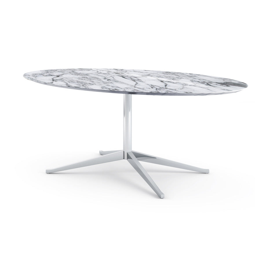 Florence Knoll Table Desk - Oval Marble writing desk 198x121 by Knoll #Polished Chrome / Marble | Arabescato | Shiny finish