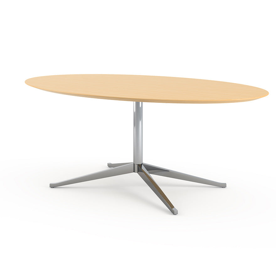 Florence Knoll Table Desk - Oval Wood veneer writing desk 198x121 by Knoll #Polished Chrome / Wood | Natural Oak