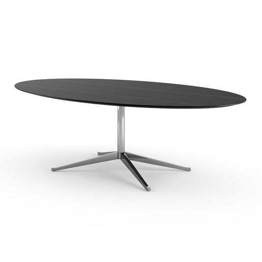 Florence Knoll Table Desk - Oval Wood veneer writing desk 244x137 by Knoll #Polished Chrome / Wood | Ebonised Oak
