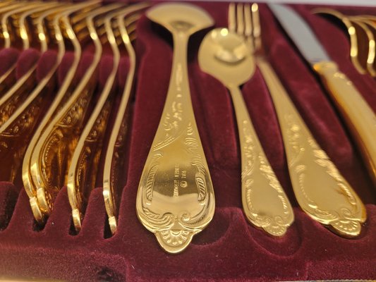 24k Gold Cutlery Set, Germany, 1970s, Set of 70-NUC-1823599