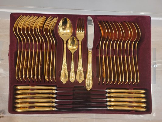 24k Gold Cutlery Set, Germany, 1970s, Set of 70-NUC-1823599