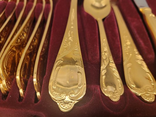 24k Gold Cutlery Set, Germany, 1970s, Set of 70-NUC-1823599