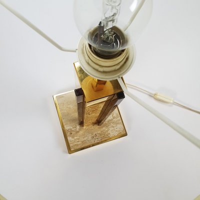 24KT Gold-Plated & Travertine Table Lamp, 1970s-RMX-986551