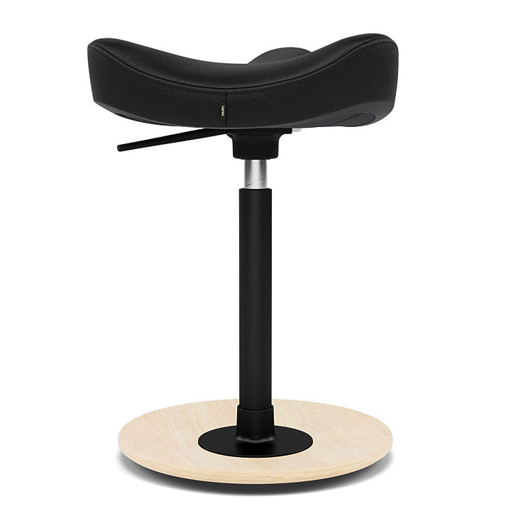 Move™ Compact - Rocker ergonomic office stool in wood and fabric (Upholstery Material - NOIR)