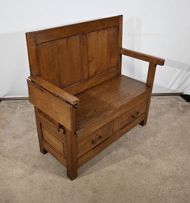 2nd half 19th Century Cherry and Chest Bench-RVK-1777892