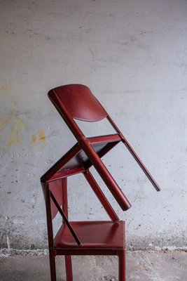 2oth Century Matteo Grassi Red Leather Dining Chairs, Set of 6-PDG-2008901