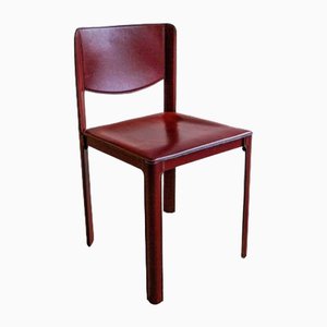 2oth Century Matteo Grassi Red Leather Dining Chairs, Set of 6-PDG-2008901