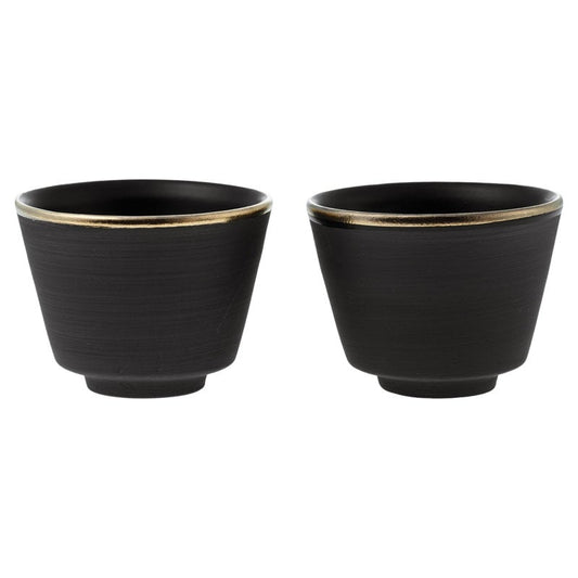 Eclipse Gold espresso cup by Vaidava Ceramics #set of 2, black - gold #