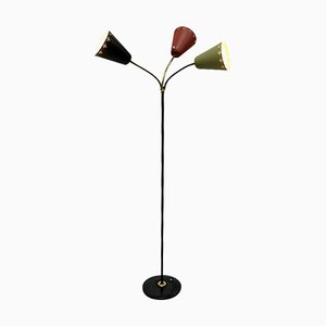 3-Arm Floor Lamp with Pierced Metal Matte Shades, 1960s-UCH-1224284