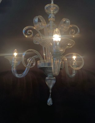 3-Arm Glass Chandelier, 1980s-XQC-1734217