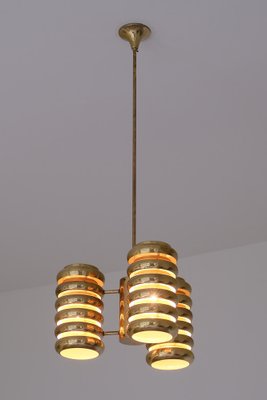 3-Arm Pendant Light in Brass by Kai Ruokonen for Lynx, Finland, Early 1970s-FMT-1394831