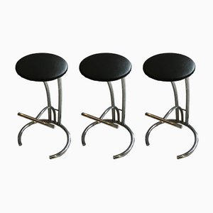 3 Bar Stools in Chrome Metal, Set of 3-SU-1071368