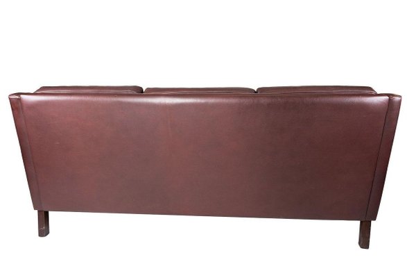 3-Seat Sofa with Red Brown Leather from Stouby Furniture, 1960s-UY-884654