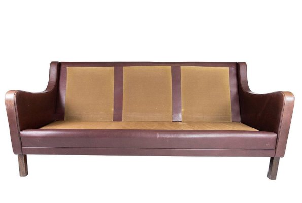 3-Seat Sofa with Red Brown Leather from Stouby Furniture, 1960s-UY-884654