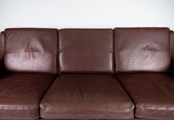 3-Seat Sofa with Red Brown Leather from Stouby Furniture, 1960s-UY-884654