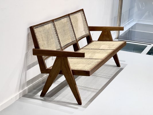 3-Seater Bench Sofa by Pierre Jeanneret, India, 1956-DLN-1811891