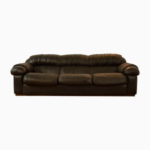 3-Seater Black Leatherette Sofa, 1970s-KNM-1306279