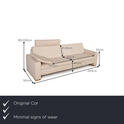 3-Seater Conseta Cream Leather Sofa from Cor-RQW-1291316