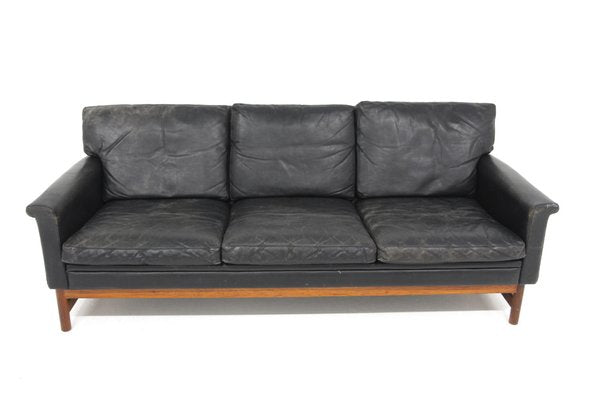 3-Seater Scandinavian Leather Sofa, Sweden, 1960s-GEK-1730137