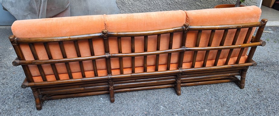 3-Seater Sofa in Bamboo and Leather by Lyda Levi for McGuire, 1980s-OHK-1822830